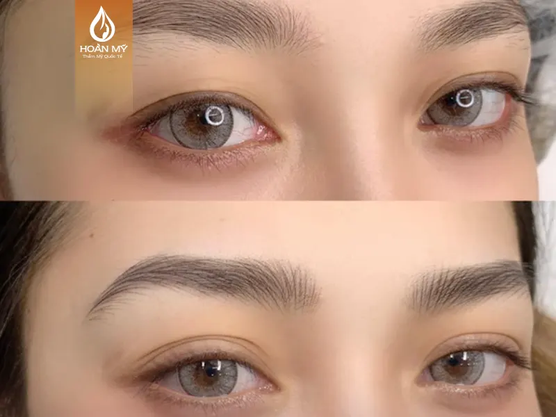 Kiểu tóc tạo kiểu tóc mày tự nhiên, nhẹ nhàng và ít gây tổn thương da hơn so với điêu khắc