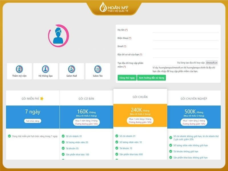 Phần mềm quản lý spa trả phí theo tháng/năm