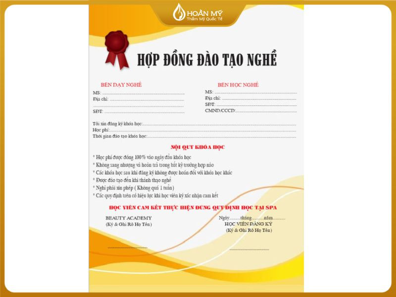 Tham khảo mẫu hợp đồng dạy nghề spa 2025