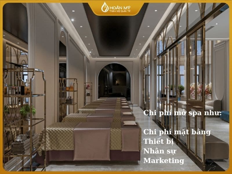 Các loại chi phí khi mở spa như: chi phí mặt bằng, thiết bị, nhân sự, marketing